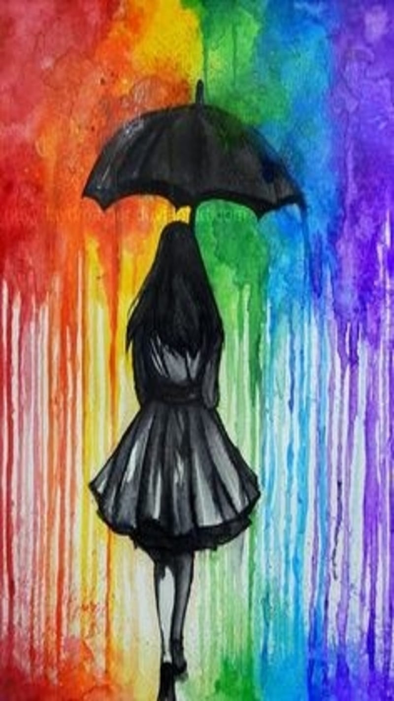 Rainbow In The Rain, girl, lgbt, pride, umbrella, HD phone wallpaper |  Peakpx