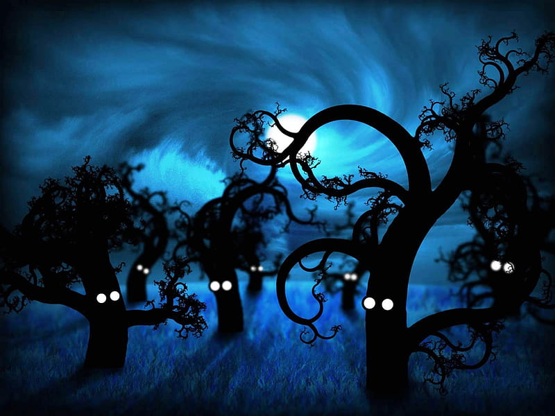 Beware of the trees on Halloween, spooky, halloween, dark, danger, trees, branches, night, HD wallpaper