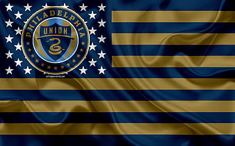 Download wallpapers Philadelphia Union, golden logo, MLS, blue metal  background, american soccer club, Philadelphia Union FC, United Soccer  League, Philadelphia Union logo, soccer, USA for desktop with resolution  2880x1800. High Quality HD