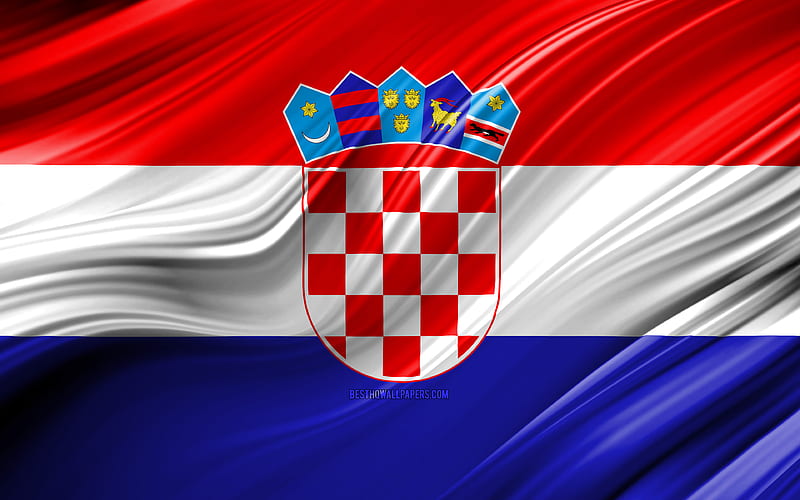 Croatian flag, European countries, 3D waves, Flag of Croatia, national symbols, Croatia 3D flag, art, Europe, Croatia, HD wallpaper