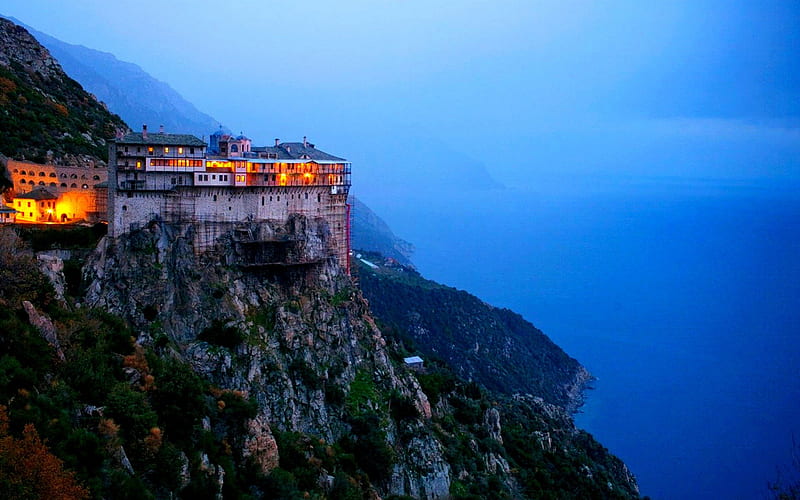 Simon Peter's Monastery, travis dove, known far beyond the borders of greece thanks to a rich library, overlooking the aegean sea, is today one of the 20 monasteries of mount athos, was founded in 1257, HD wallpaper