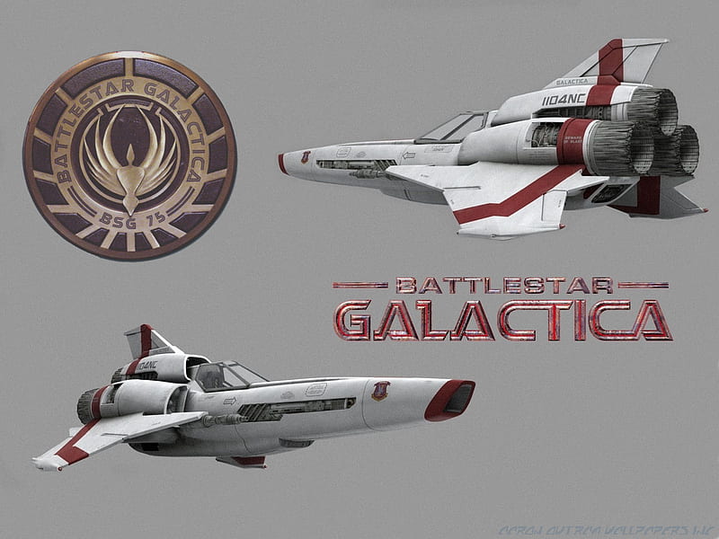 battlestar galactica, red stripes, gris, fighters, logo, HD wallpaper