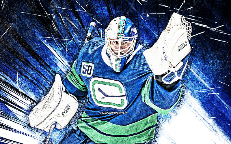 Tyler Toffoli, grunge art, Vancouver Canucks, NHL, hockey players, blue  abstract rays, HD wallpaper