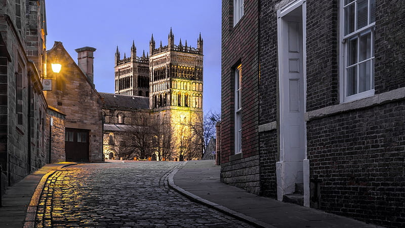 Durham Cathedral, England, house, church, street, town, HD wallpaper
