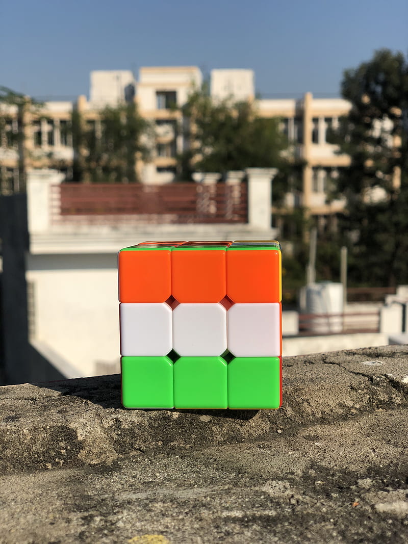 indian flag, cube, flag, good, india, logo, luck, rubik, HD phone wallpaper