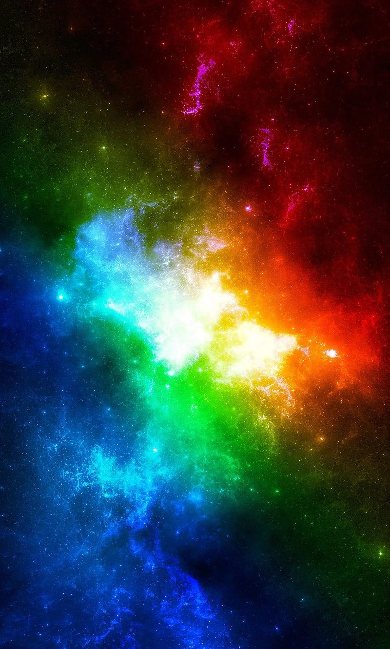Nebula, colorful, galaxy, rainbow, space, HD phone wallpaper