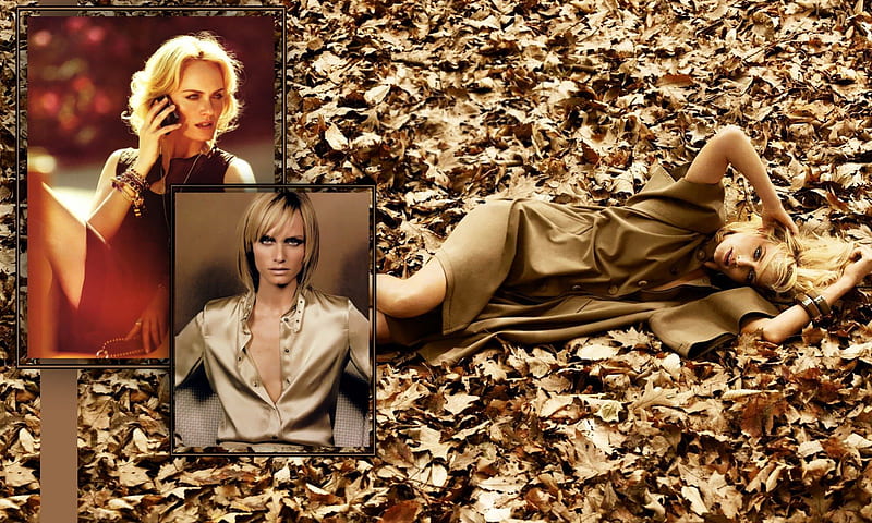 * Amber Valletta *, thoughts, telephone, autumn, model, amber valletta, memories, cute, missing, leaves, lady, beautiful lady, HD wallpaper
