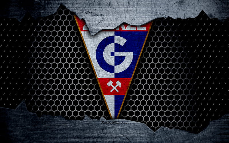 Gornik Zabrze logo, Ekstraklasa, soccer, football club, grunge, art, metal texture, Gornik Zabrze FC, HD wallpaper