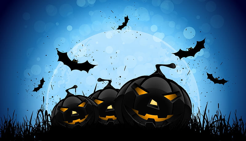 Halloween Bat , halloween, celebrations, holidays, pumpkin, bat, HD wallpaper