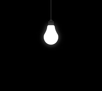 Lightbulb, black, dark, light, simple, HD wallpaper