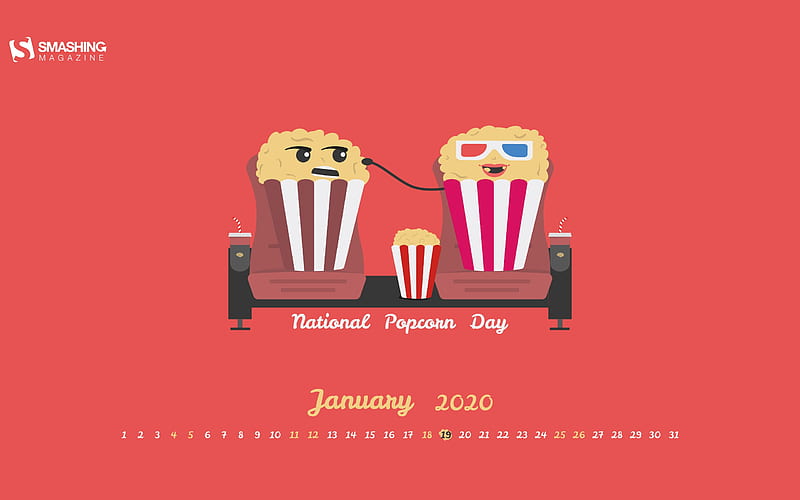 National Popcorn Day January 2020 Calendar, HD wallpaper