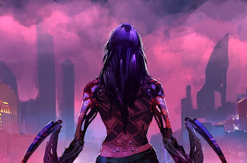 Cyberpunk SciFi Style Girl - UPSCALED Wallpaper #3 by Vilescythe94