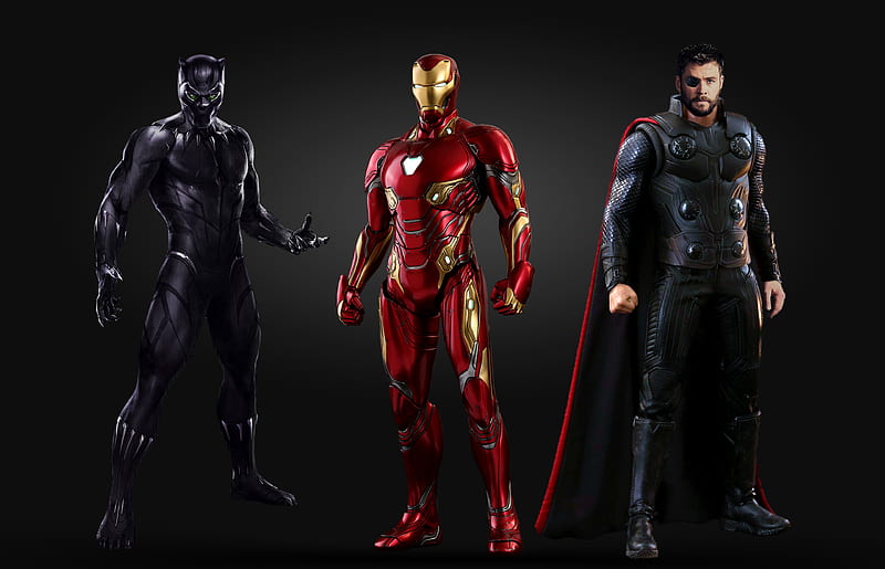 Black Panther Iron Man Thor , black-panther, iron-man, thor, artwork, art, digital-art, superheroes, HD wallpaper