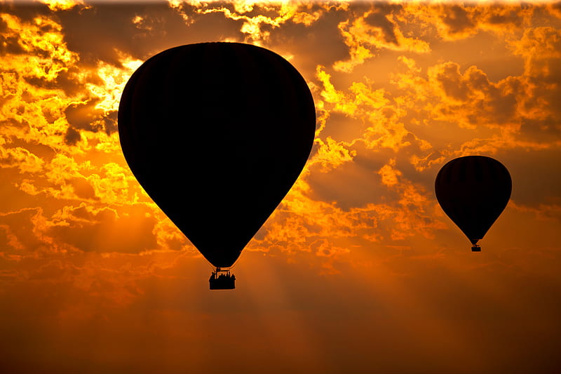 Cappadocia-Turkey, sunsets, golden, balloons, nature, sky, silloutte, HD wallpaper