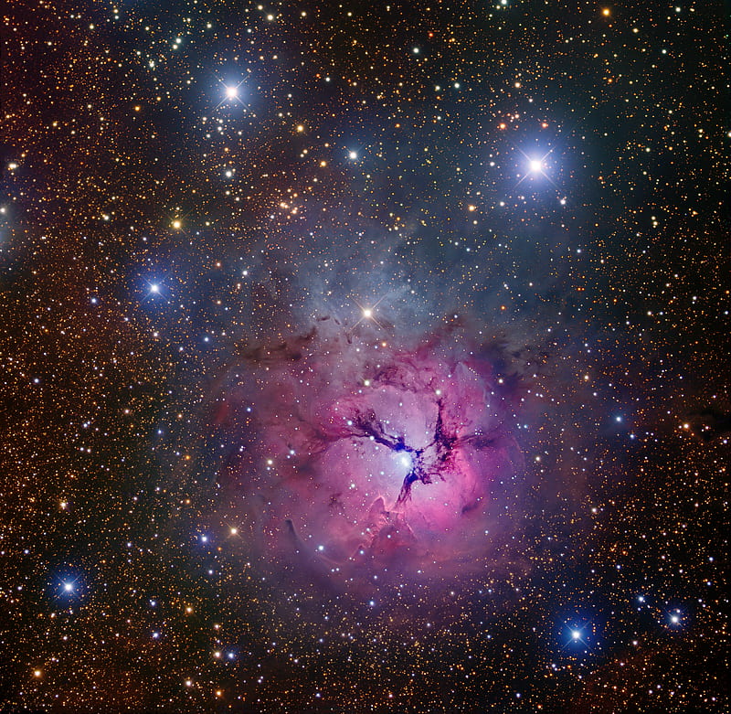 Trifid Nebula, stars, space, nebulae, sagittarius, dust, m 20, gas, HD wallpaper