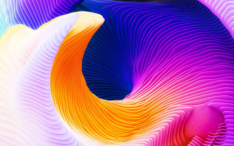 Multicoloured spiral, Abstract, Spiral, 3D, Multicoloured, HD wallpaper
