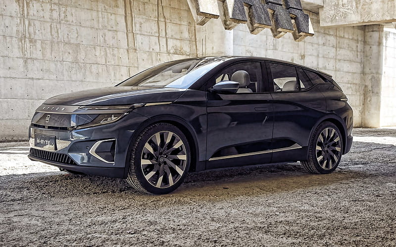 Byton M-Byte, 2020, electric SUV, side view, exterior, new blue M-Byte, electric cars, Byton, HD wallpaper