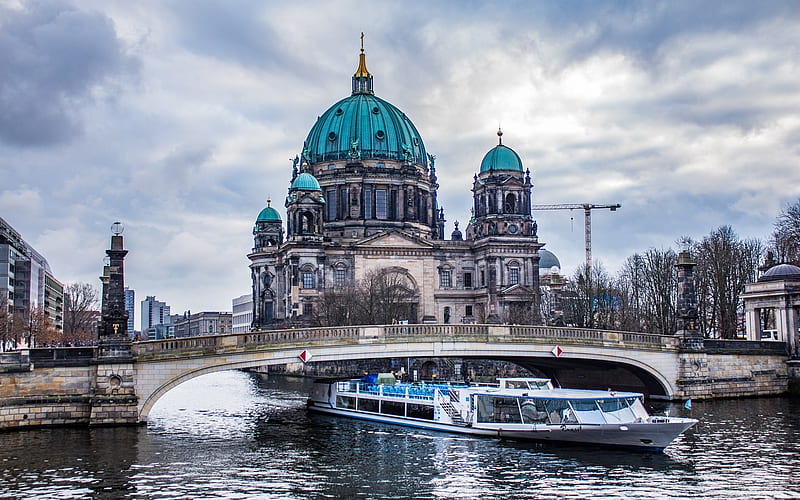 Berlin Cathedral, river, Berliner Dom, autumn, Berlin, german landmarks, Germany, Europe, HD wallpaper