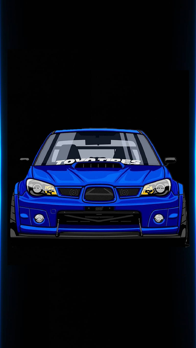 Blue Impreza Drawing, carros, nek, subaru, HD phone wallpaper