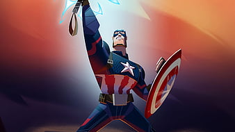 Captain America Thor Hammer Up, captain-america, superheroes, artwork, HD wallpaper