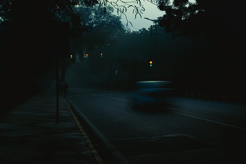 car, silhouette, movement, dark, gloomy, HD wallpaper