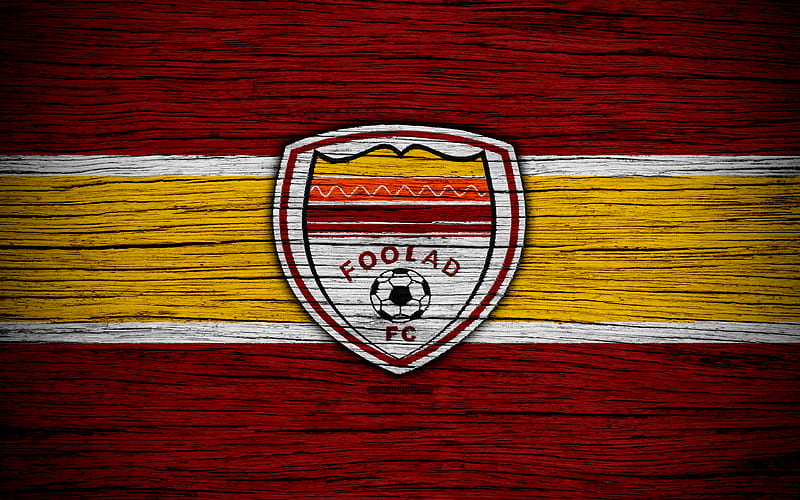 Foolad FC, logo, Persian Gulf Pro League, soccer, Iranian football club, Iran, Foolad, football, wooden texture, FC Foolad, HD wallpaper