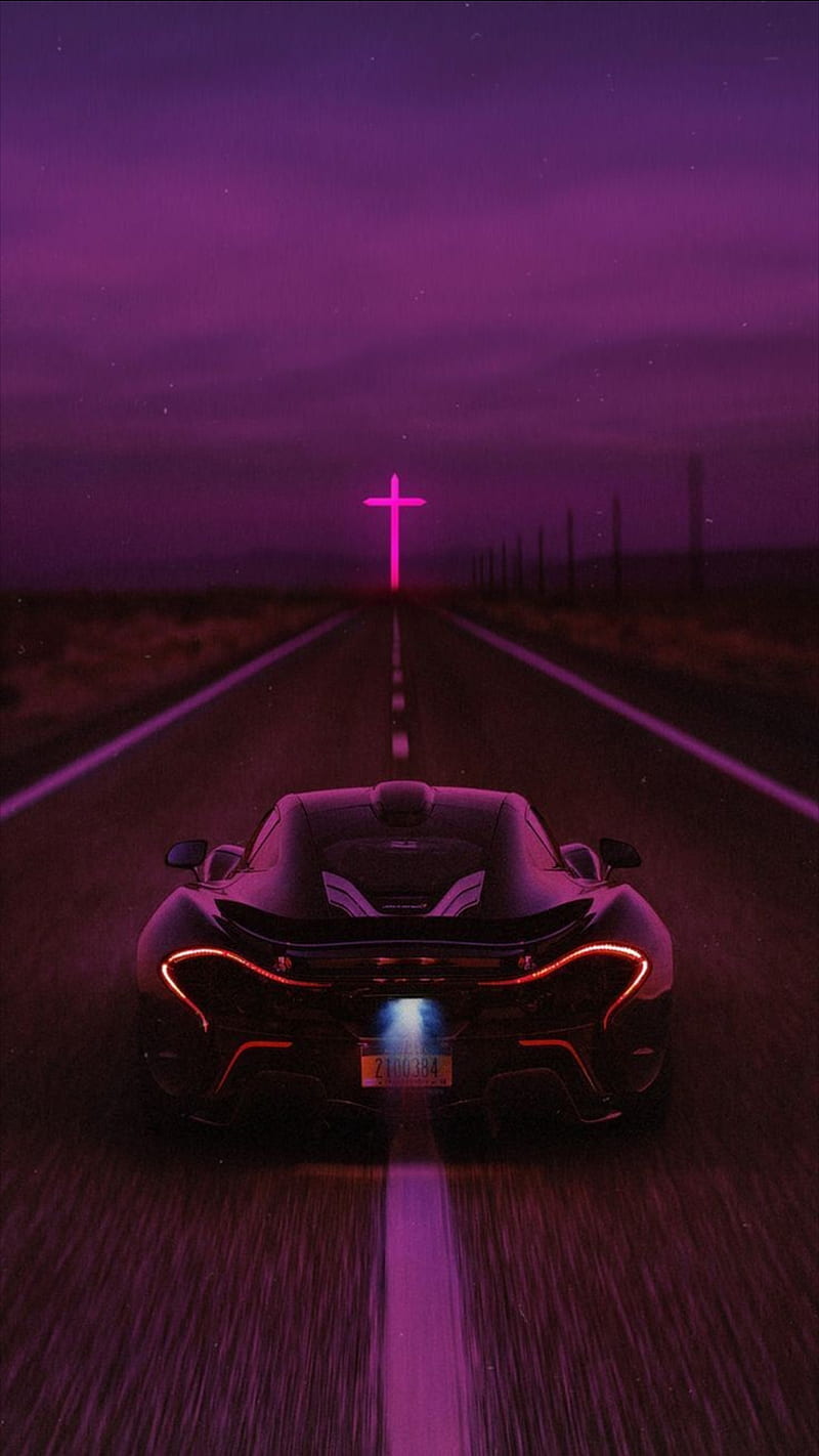 Road to the CROSS, car, christ, christian, croos, jesus, mclaren, purple, road, son of god, street, HD phone wallpaper
