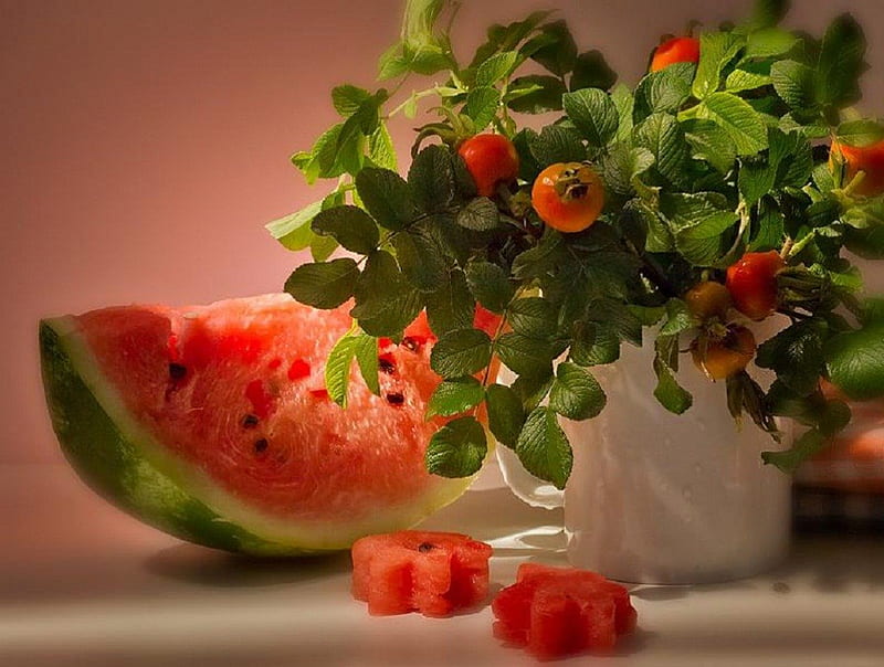 Taste of Summer, summer, still life, nature, watermelon, HD wallpaper