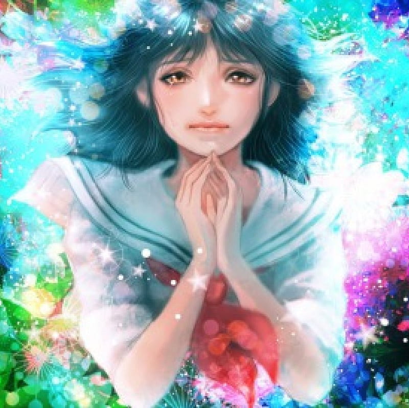 Anime Girl, cute, girl, blue, anime, HD wallpaper