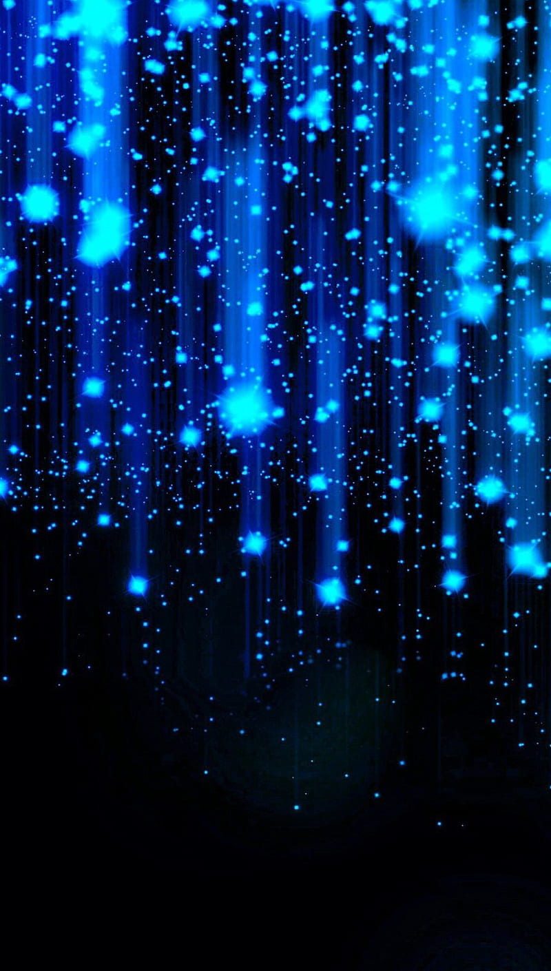 Glow, abstract, blue, neon, paint, rain, water, HD phone wallpaper