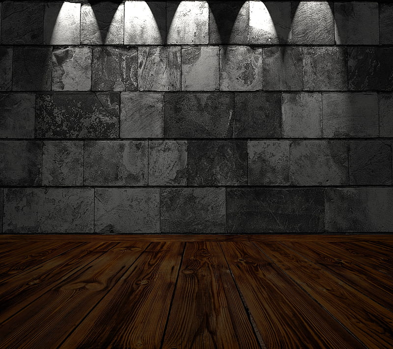 Stone Wall 3, floor, hardwood, room, spotlight, wood, HD wallpaper