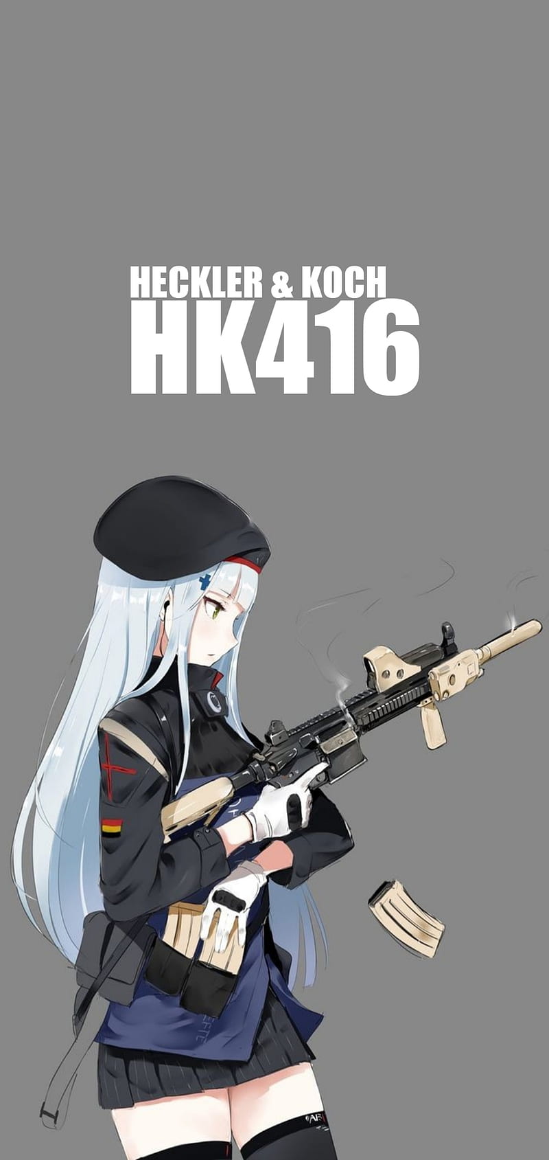 GFL HK416, anime, anime girl, ar15, army, assault rifle, firearm, germany, gun, pistol, us, HD phone wallpaper