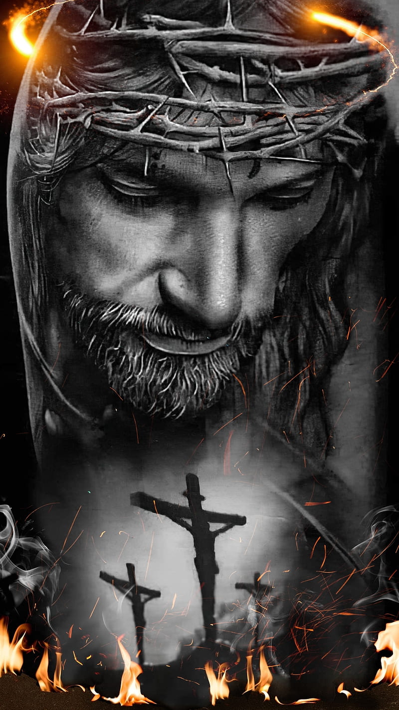 Jesus crucified, black and white, black and white, christ, cross