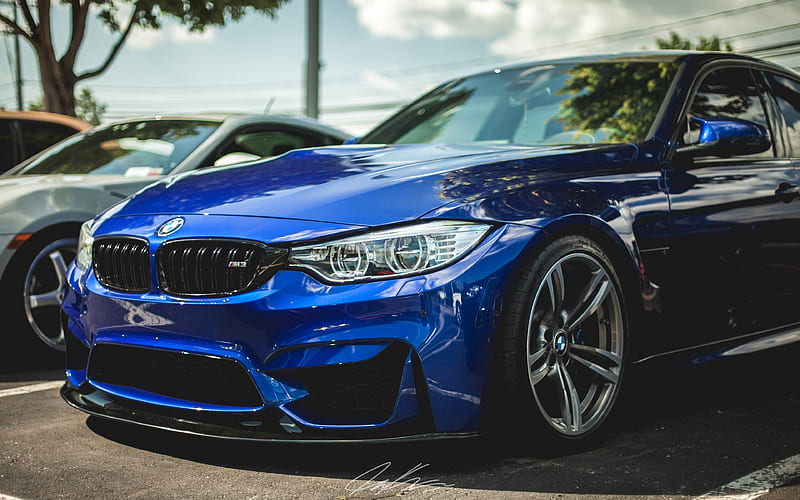 BMW M3, F80, 2017 cars, tuning, blue m3, german cars, BMW, HD wallpaper