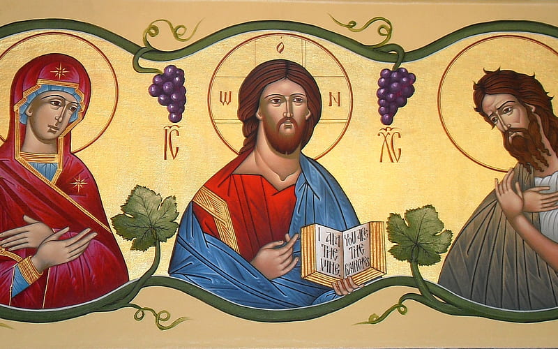 Jesus is the Vine, Virgin, Christ, John, Baptist, Vine, Mary, icon, Jesus, HD wallpaper