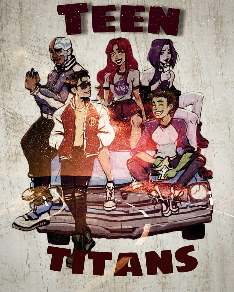 Teen titans, bb, beast boy, cyborg, raven, robin, starfire, HD phone wallpaper