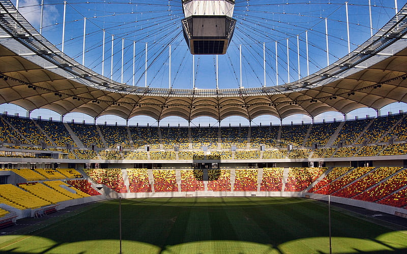 Arena Nationala, football stadium, National Arena, Bucharest, Romania, inside view, football field, Euro 2020 stadiums, HD wallpaper