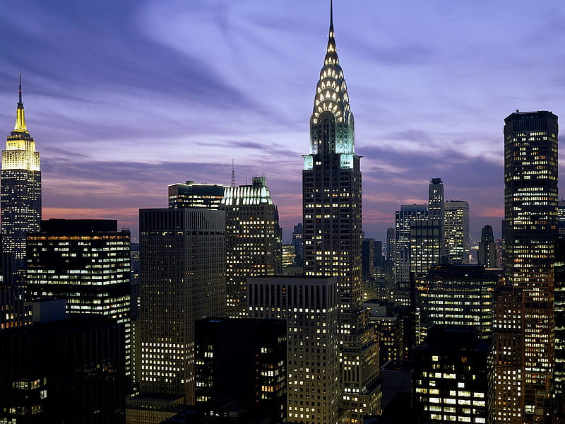 New York, New York, midtown skyline, buildings, new york city, lights, HD wallpaper