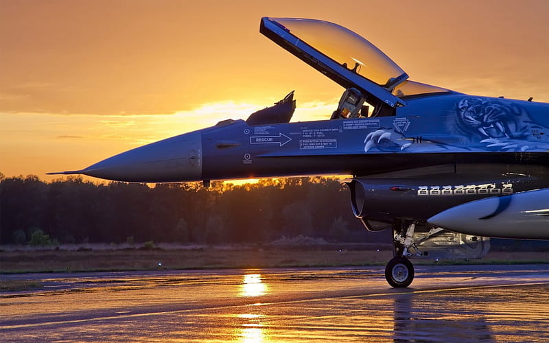 F16 at Sunrise, Military Jets, Airfields, Sunrise, Aircraft, HD wallpaper
