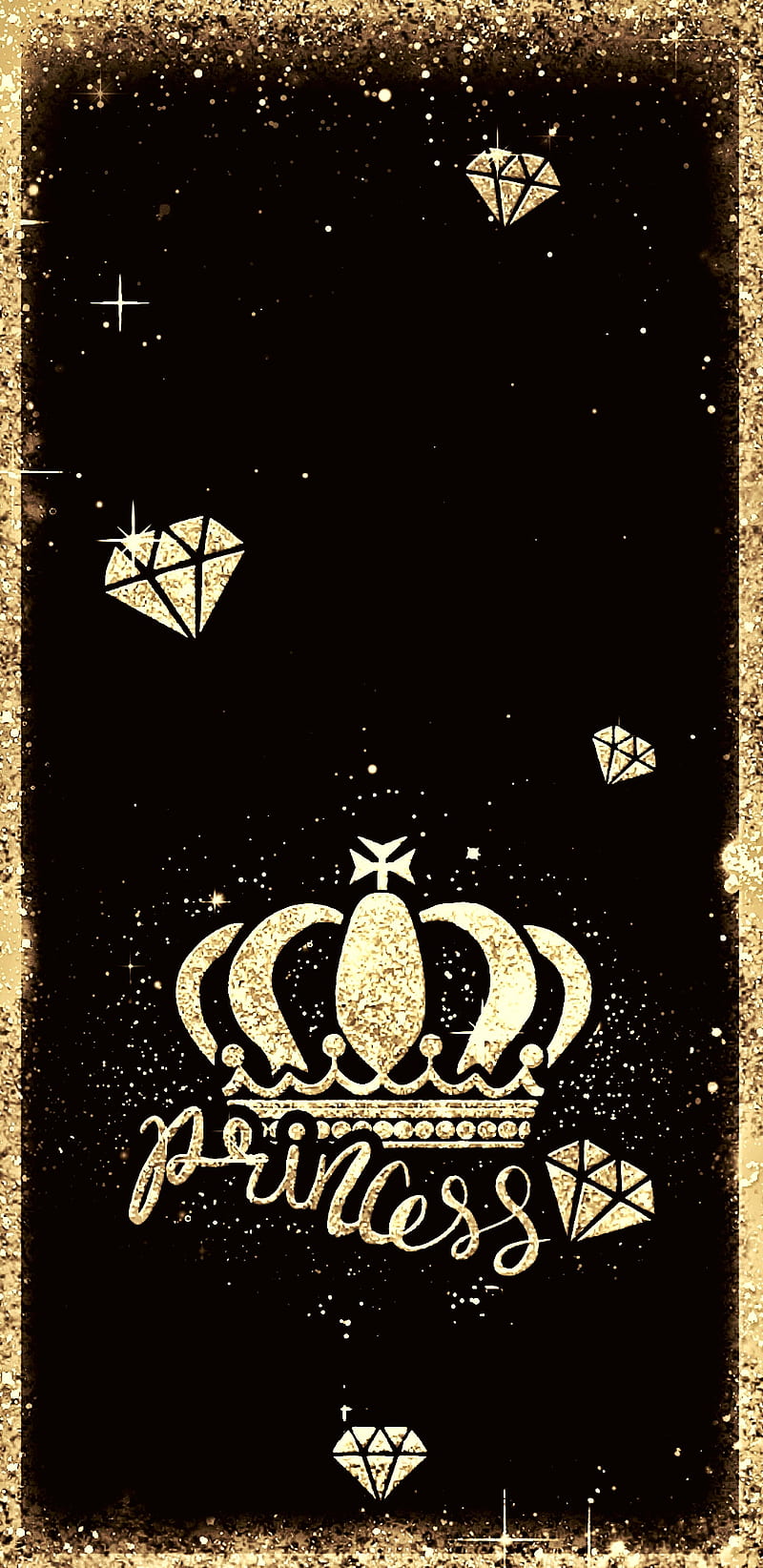 GoldPrincess, crown, diamonds, glitter, gold, princess, sparkle, HD phone wallpaper