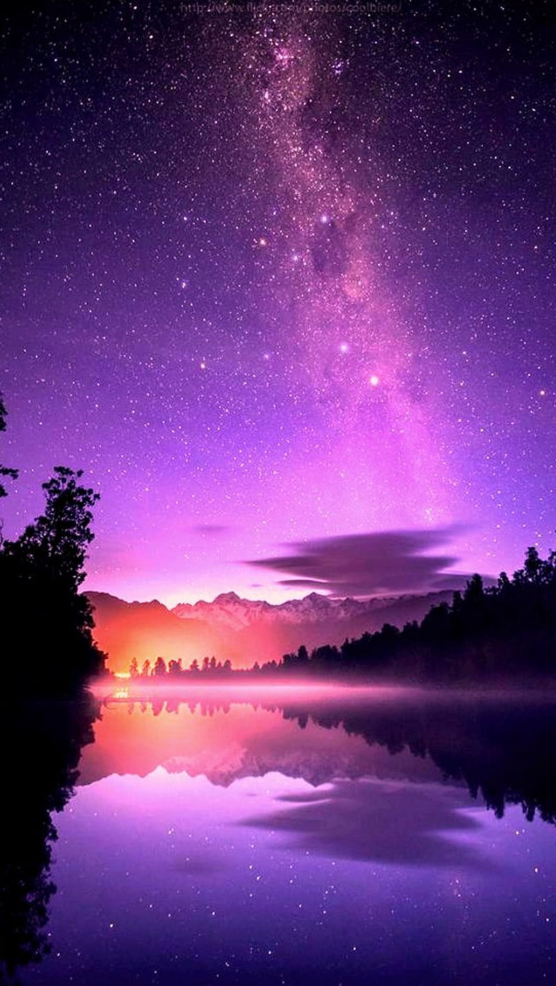 Nature Landscape, lake, milk way, sky, stars, HD phone wallpaper