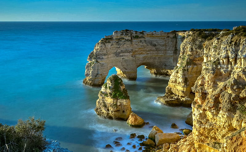 Marinha Beach, Algarve, Portugal, beach, Rocks, Nature, Portugal, HD wallpaper