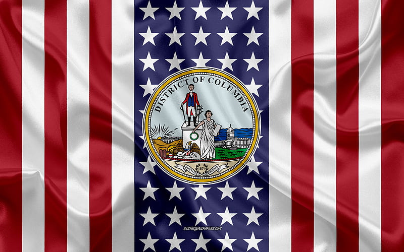Washington Seal silk texture, American Flag, USA, Washington, American City, Seal of the Washington, silk flag, HD wallpaper
