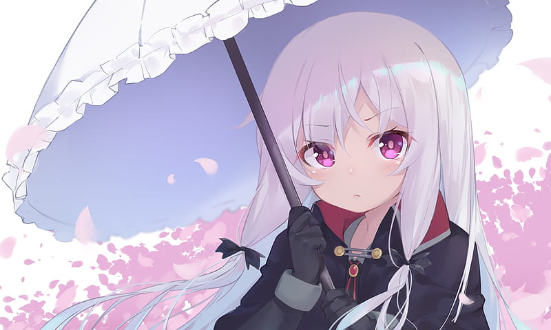 sophie twilight, tonari no kyuuketsuki-san, white hair, umbrella, Anime, HD wallpaper