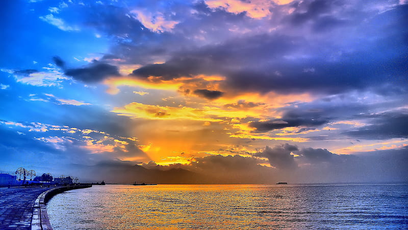 Beautiful Sea Sunset, sunset, sea, nature, HD wallpaper