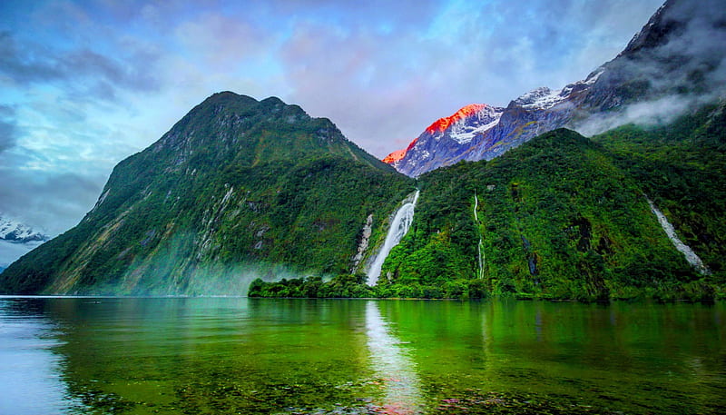 MOUNTAIN FALLS, Waterfalls, Mountains, New Zealand, Fiordland, Rivers, Bowen, HD wallpaper