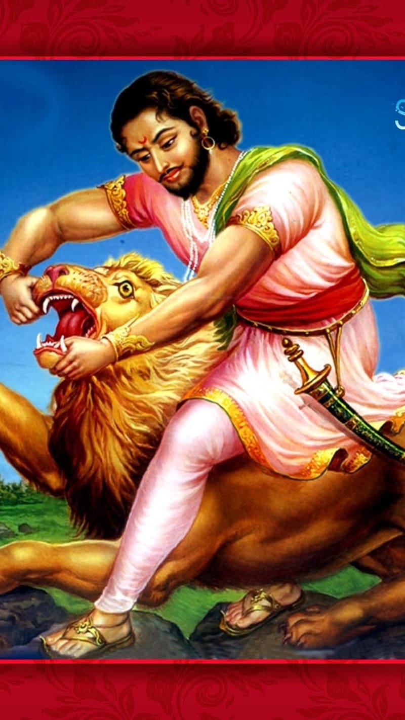 Shivaji Maharaj Fight With Lion, shivaji maharaj , fight, lion, king, HD phone wallpaper