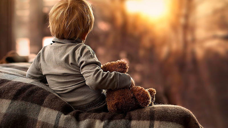 Backside Of Cute Baby Boy Is Sitting With Toy Cute, HD wallpaper