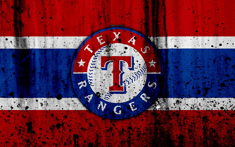 Texas Rangers, grunge, baseball club, MLB, America, USA, Major League Baseball, stone texture, baseball, HD wallpaper