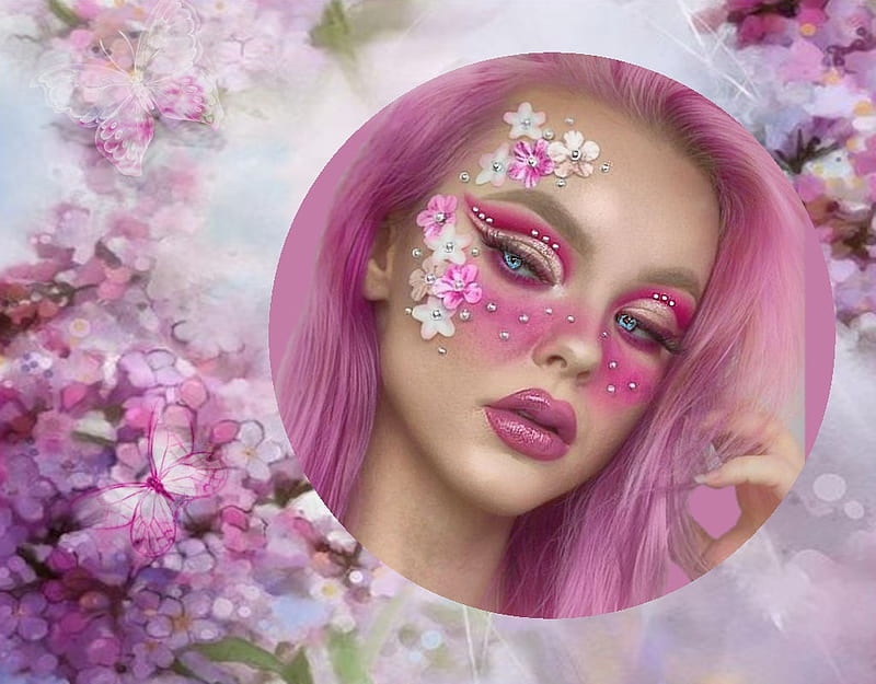 Bootiful Paint Mask Soft Pink, facing beauty, funky hair face art, album, bootiful paint masks, awesome pink world, grandma gingerbread, Pink Floral Morphe, women are special, etheral women, lovely halloween gals, masking you to join, female trendsetters, HD wallpaper